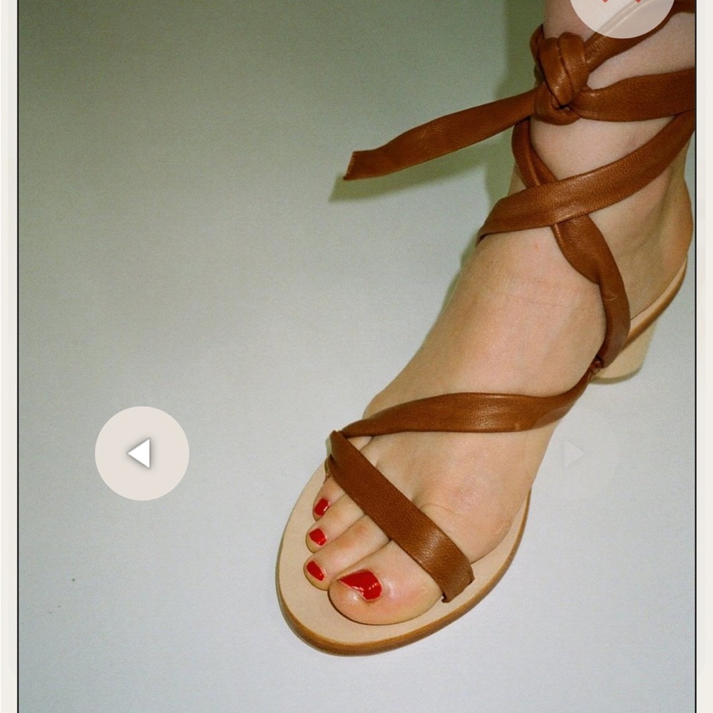 LOQ Pilar Strappy Lace-up Sandals in Caramel Brown Tan